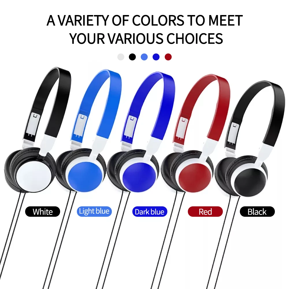 3.5mm Plug Wired Headphones Foldable Head Mounted Headset Earphone Headphones Stereo Foldable Sport Earphone for Phone/Tablet