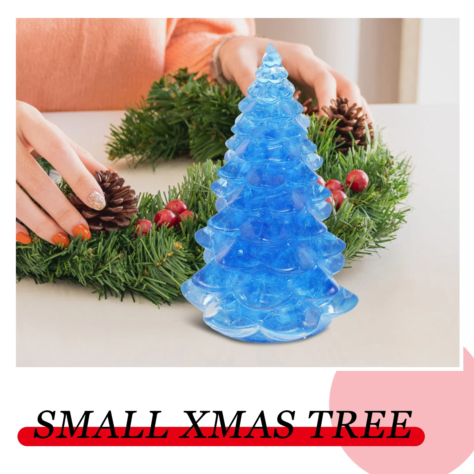 

Desktop Resin Christmas Tree Mini Xmas Tree Crystal Look Small Resin Craft Holiday Table Decoration Christmas Party Supplies