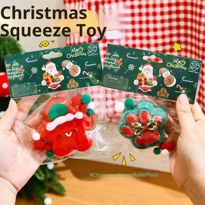 1 Piece Random Cartoon Christmas Theme Simulation Squeeze Toys Pinch Decompression Stress Toys Children's Christmas Gift Toys