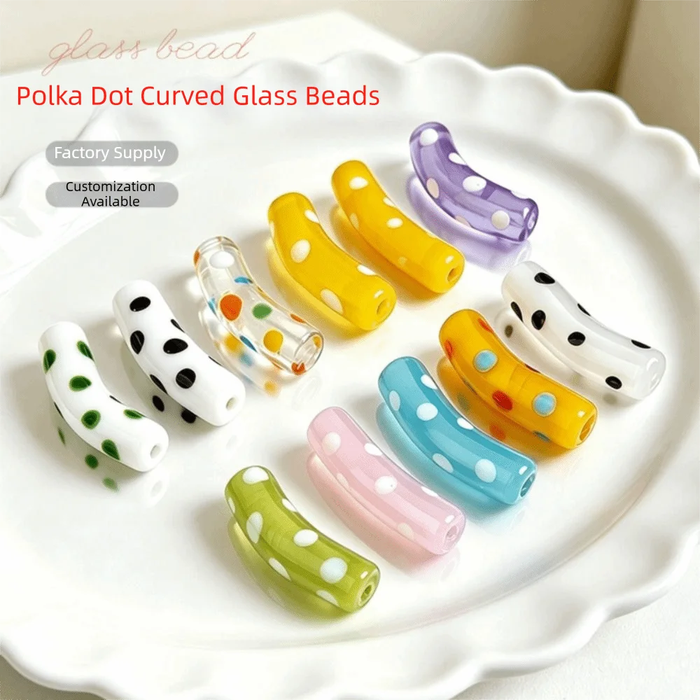 With Hole Curved Glass Beads 37 Styles Handmade Fired Lampwork Beads bracelet necklace making Colorful for 20pcs
