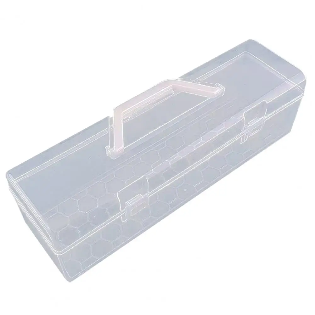 

Trading Card Organizer Dustproof Transparent Calligraphy Tool Storage Box with Anti-slip Handle Lock Design for Playing Card