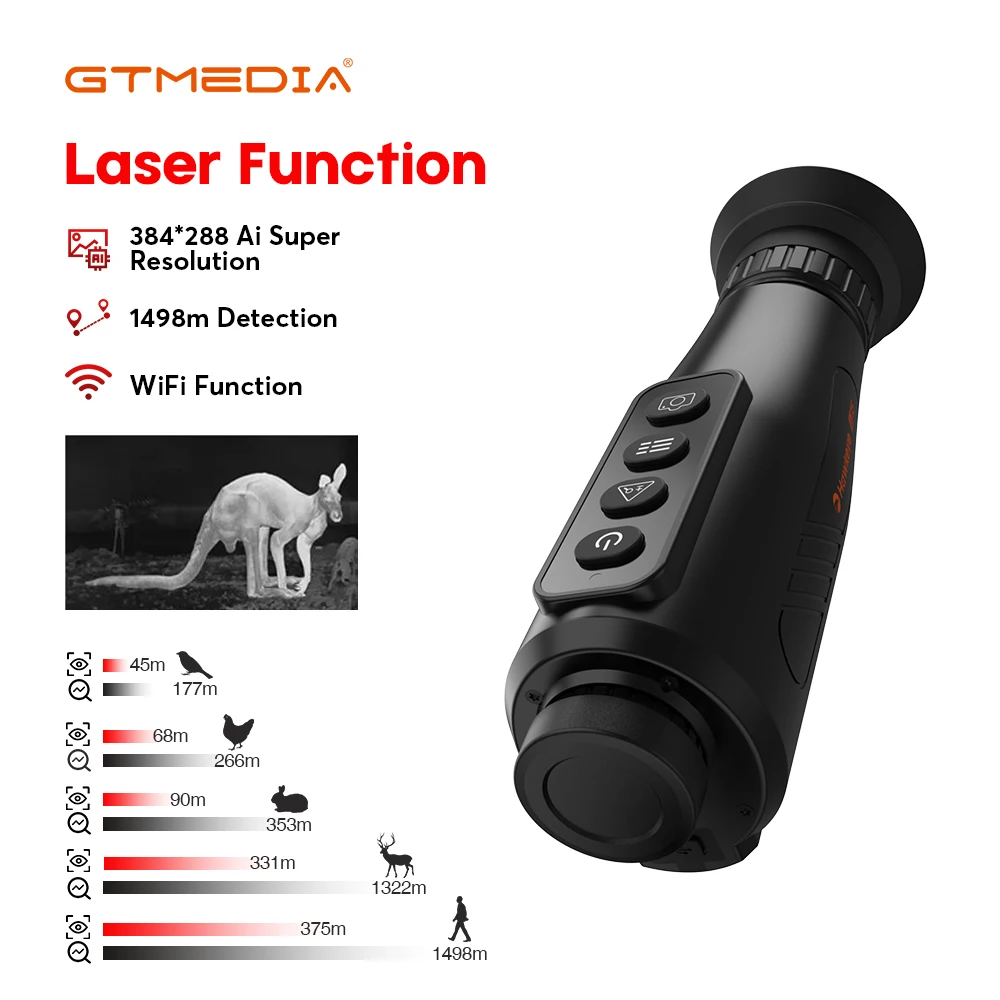 GTMEDIA Hawkeye Ai15 Handheld Thermal Imaging Monocular 1.43-inch AI Super-resolution 384*288 Scope Outdoor Camping Camera