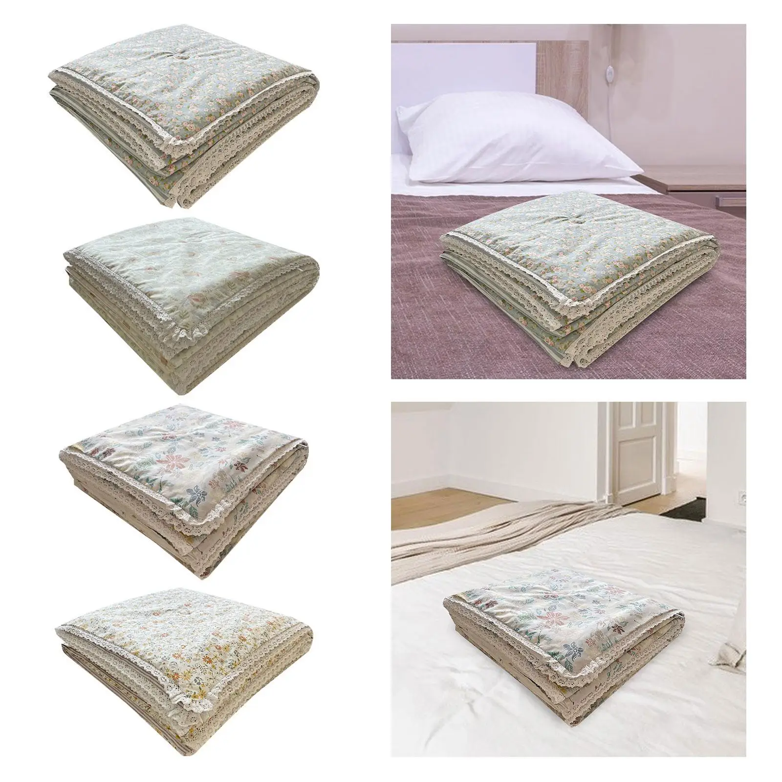 Summer Cooling Quilt Lace Gift Elegant Breathable Soft Decor Rustic Cotton Quilt for Farmhouse Children Adult Camping Travel