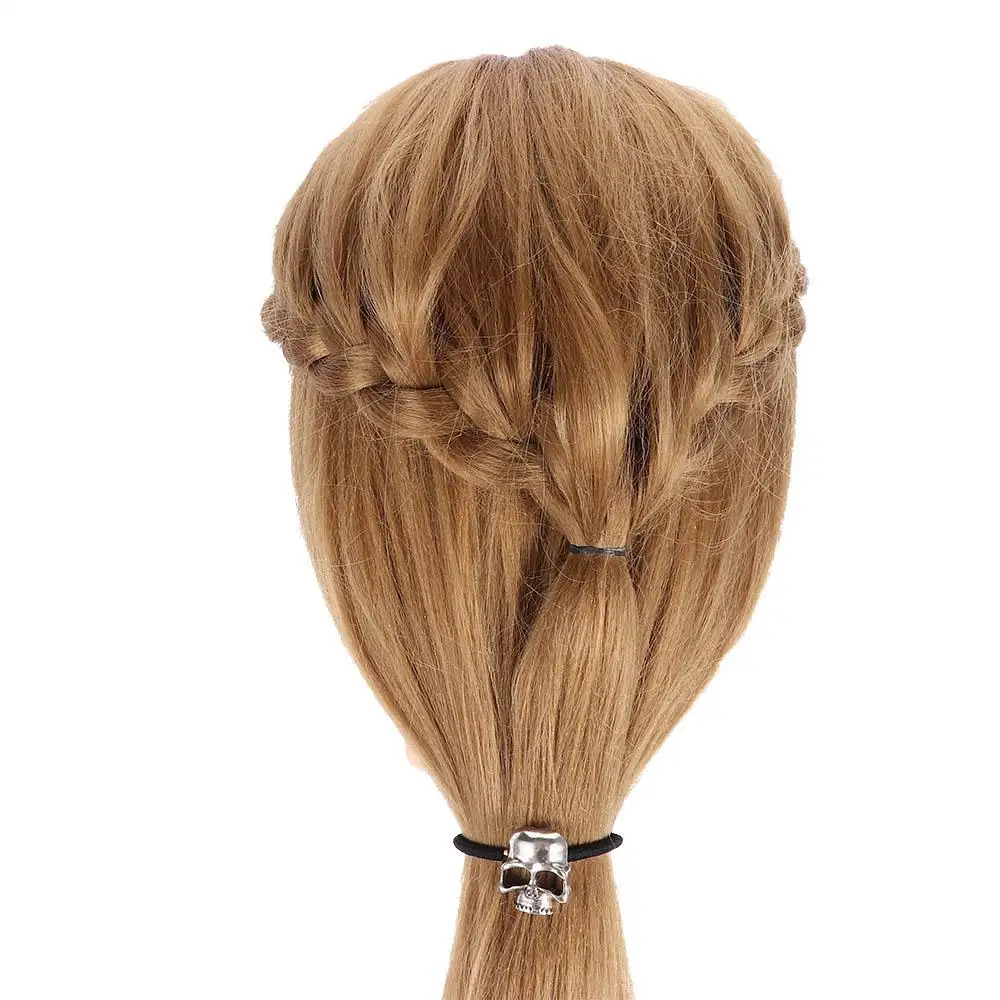 1Pcs Ponytail Rope Vintage Punk Elastic Hair Rope Metal Skull Hairband Women