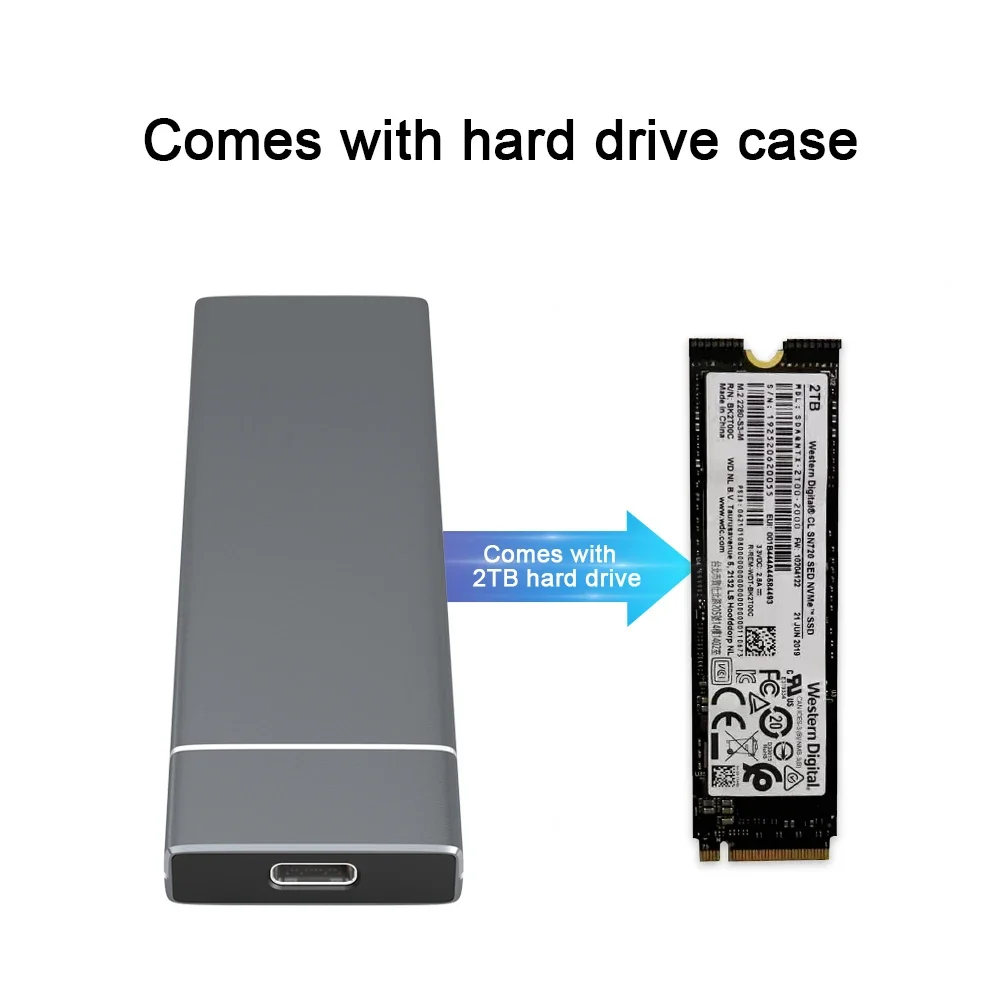 2TB External Hard Drives Mobile Hard Disk Ultra Speed External SSD Portable Capability Mobile Solid State Drive