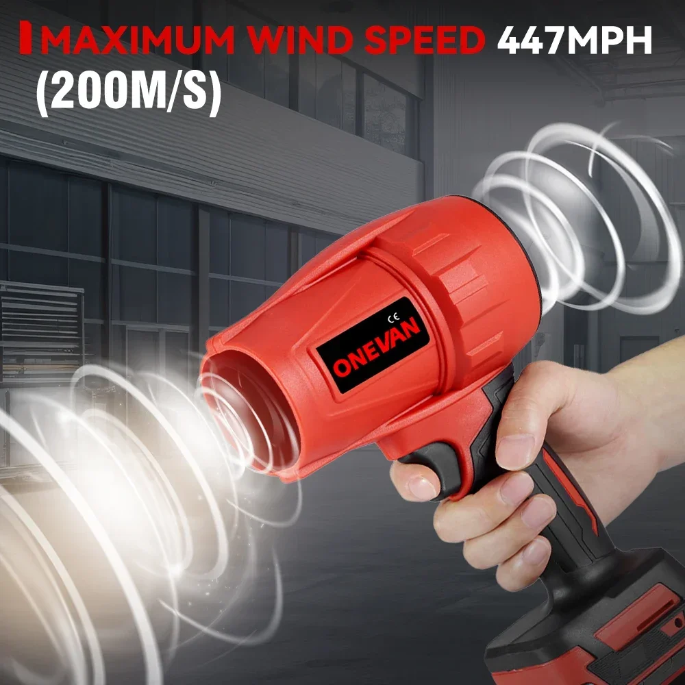 ONEVAN 2000W Brushless Turbo Jet Fan 200M/S Cordless Electric Air Blower Violent Dust Blowing Power Tool for Makita 18V Battery