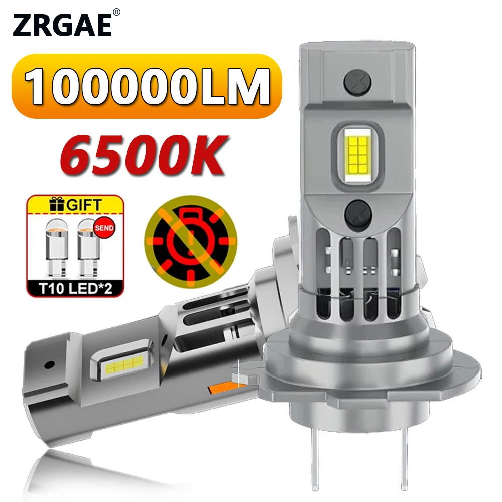 

2pcs H7 LED Headlight CANbus Error Free 800W High Power Mini Head Lamp 1:1 Size Wireless Car Bulb Turbo Light with Fan 12V 6500K