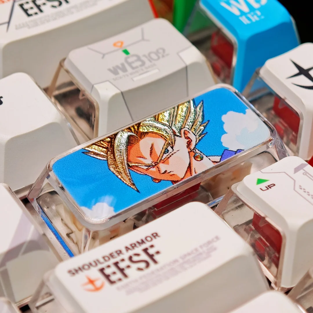 

Клавиша Enter для механической клавиатуры Dragon Ball Glue 225U Gilt, аниме-кейкап с Вегетто, мультяшный игровой дизайн, для крестообразных осей, горизонтальная