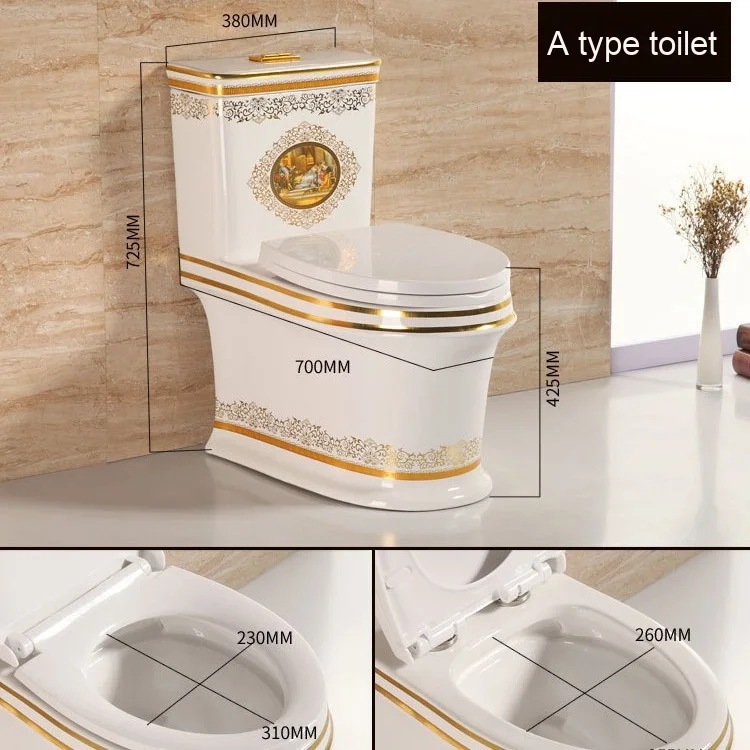 Inodoro silencioso de doble descarga para el hogar, suministro directo del fabricante, inodoro de baño ahorrador de agua de estilo moderno, dorado colorido para hoteles