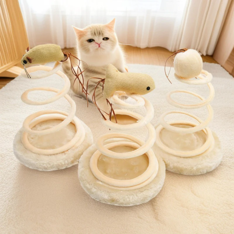 

Interactive Spring Plush Teasing Cats Toys Durable Portable Anti Slip Disc Realistic Mouse Cat Scratching Toy Zabawki Dla Kota