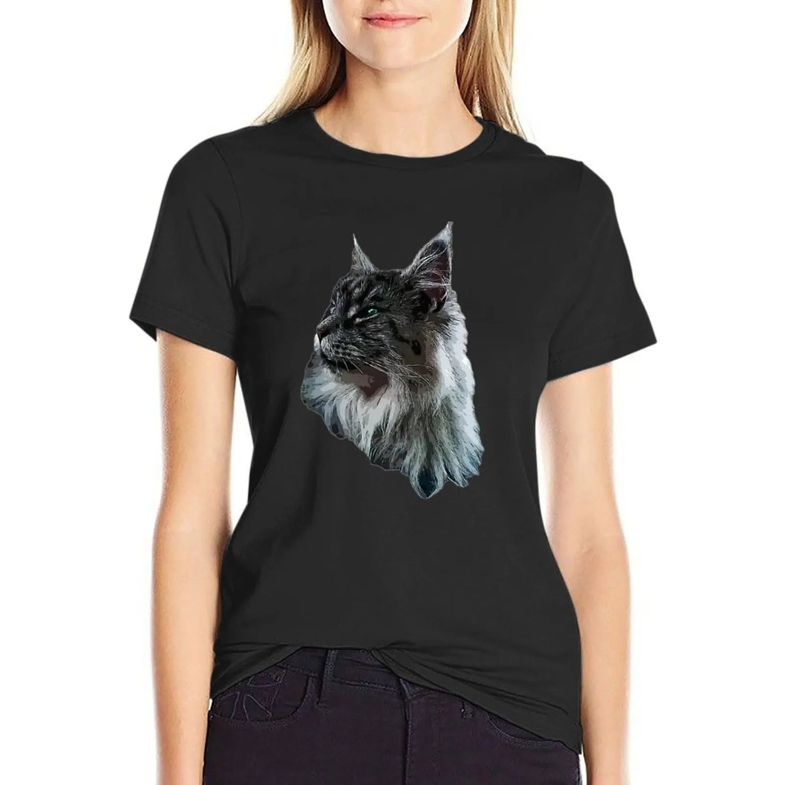 

Maine Coon Cat T-Shirt funny Female clothing vintage clothes shirts graphic tees Woman fashion