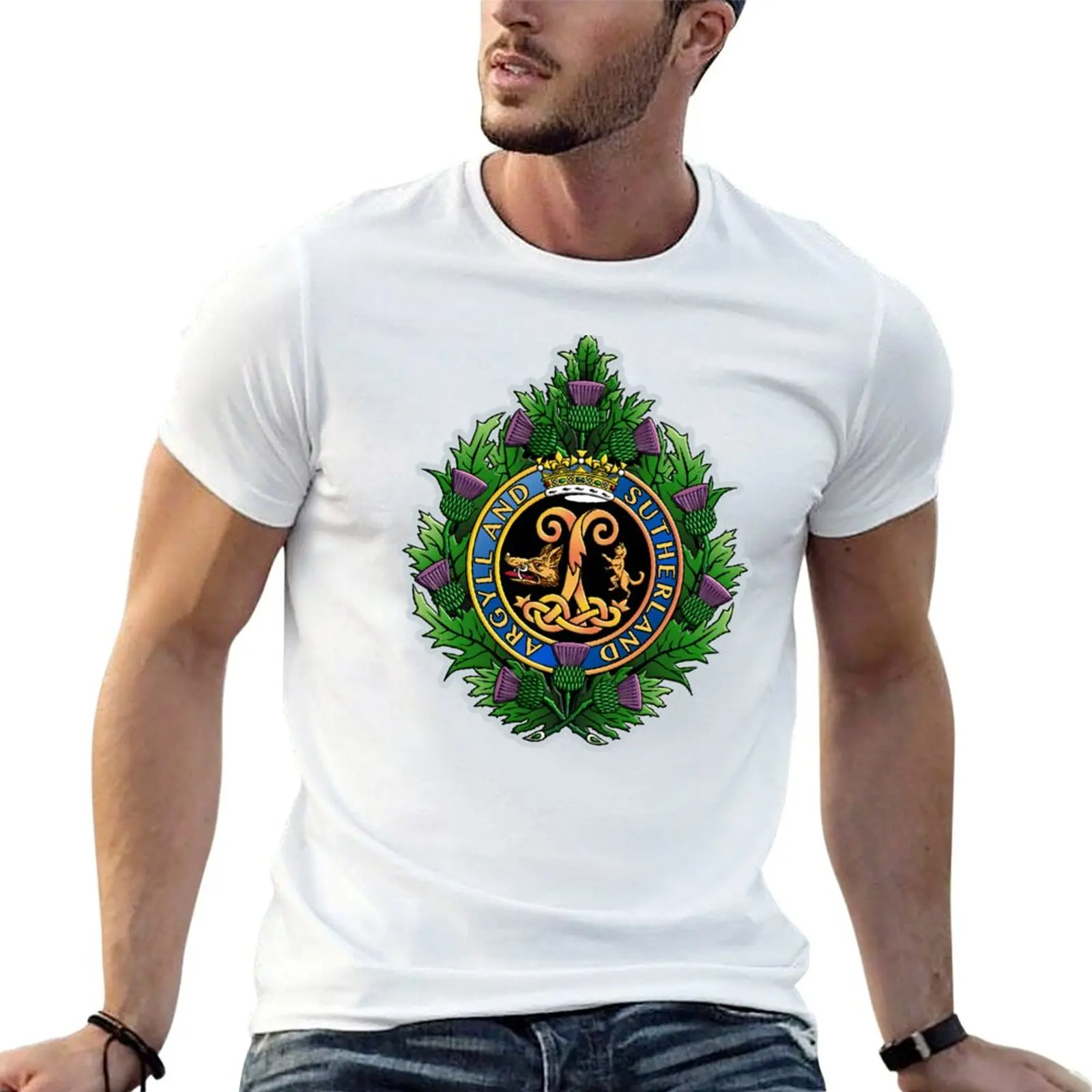 ARGYLL AND SUTHERLAND HIGHLANDERS T-Shirt Basic Short Sleeve T-Shirt for Men