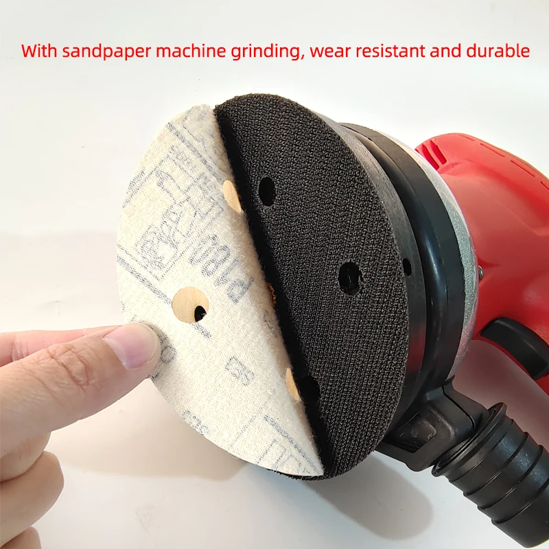 Electric Sandpaper Machine Tray 5 ";6 Hole 125mm Car Putty Grinding Carabiner Sand Tray Round Base Grinding Accessories