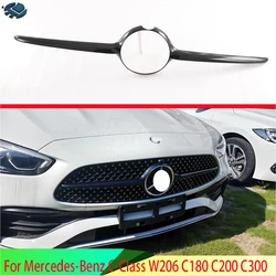 For Mercedes-Benz C-Class W206 C180 C200 C300 2022 2023 Carbon Fiber Style Front Center Mesh Grille Grill Cover Radiator Strip