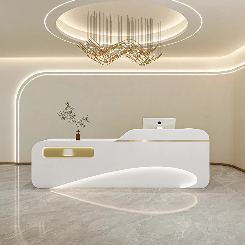New arrive White Modern Reception Desks Luxury Executive Beauty Organizers Reception Desks Company Minimalist Mostrador Trendy F