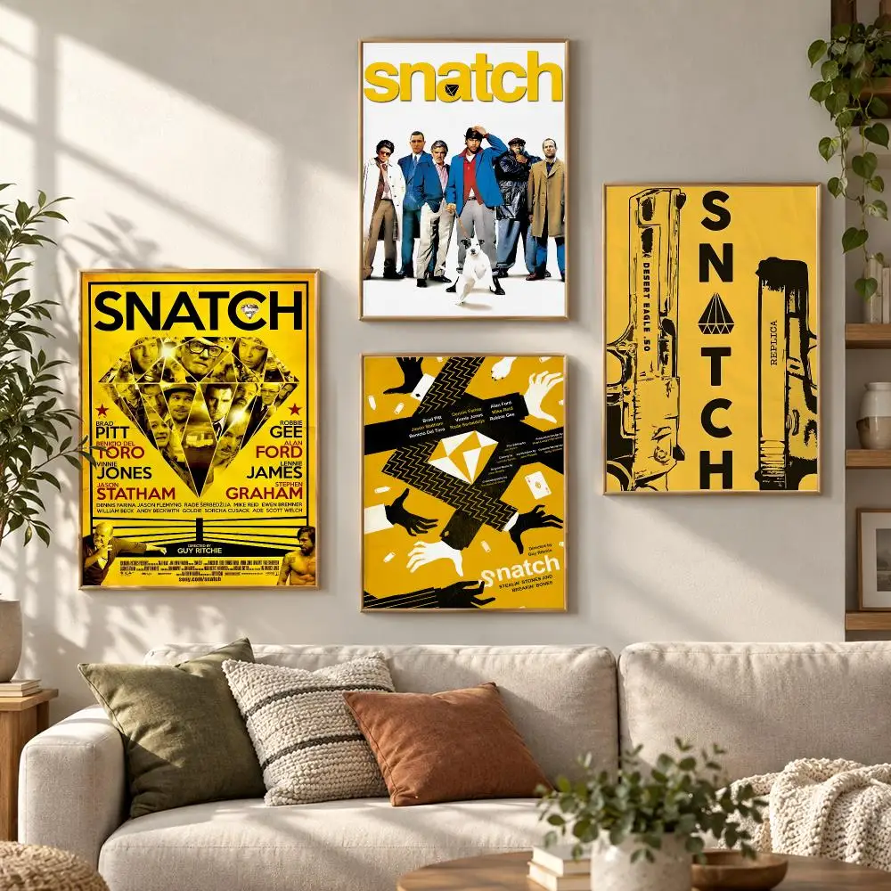 Snatch British Crime Movie Cult Classic Heist Comedy Poster Contemporary Wall Art Print for Bedroom & Living Room, Unframed