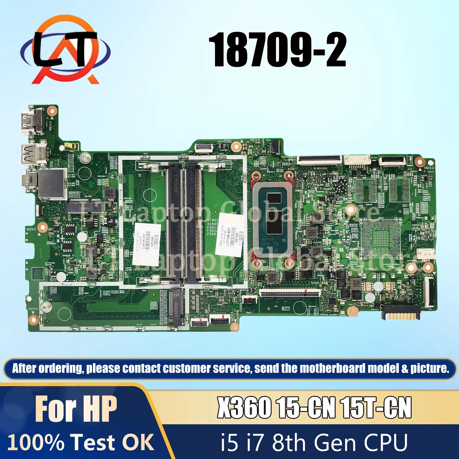 Motherboard 18709-2 untuk HP ENVY X360 15T-CN 15-CN Motherboard Laptop L31509-601 dengan I5-8265U CPU I7-8565U Gen DDR4