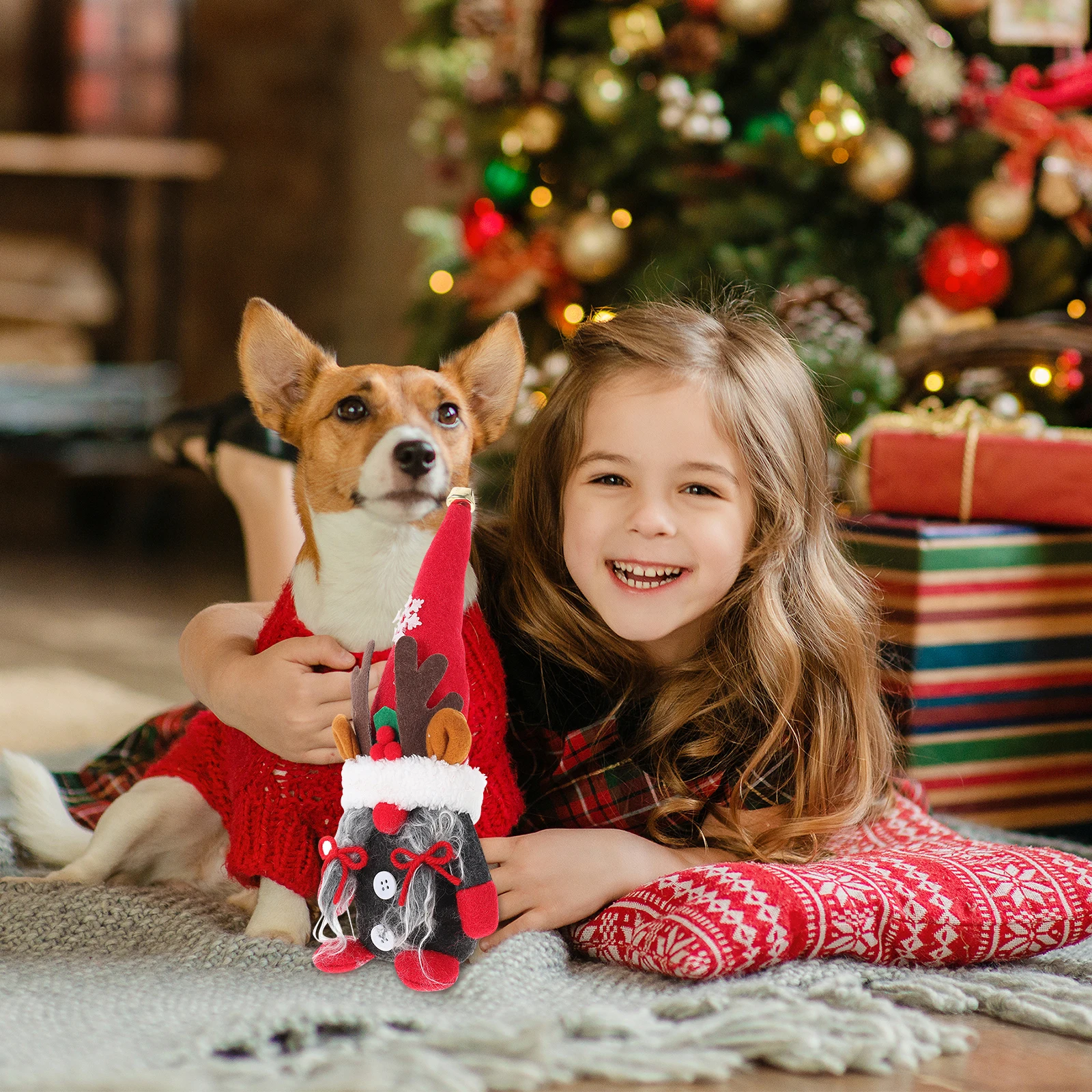 

Antlers Dwarf Ornaments Xmas Tabletop Adornment Desktop Christmas Decor Gnome Party Home