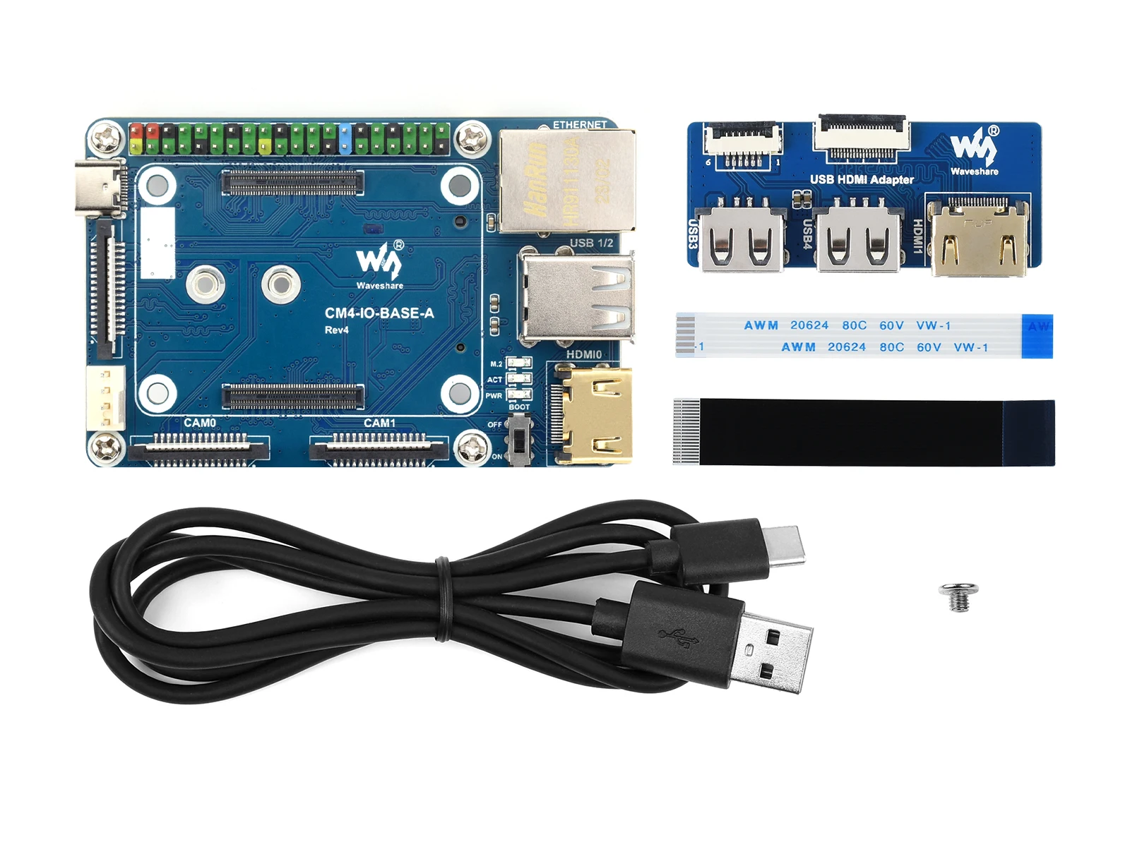 

Waveshare CM4-IO-BASE-A + USB HDMI Adapter, for Raspberry Pi Compute Module 4