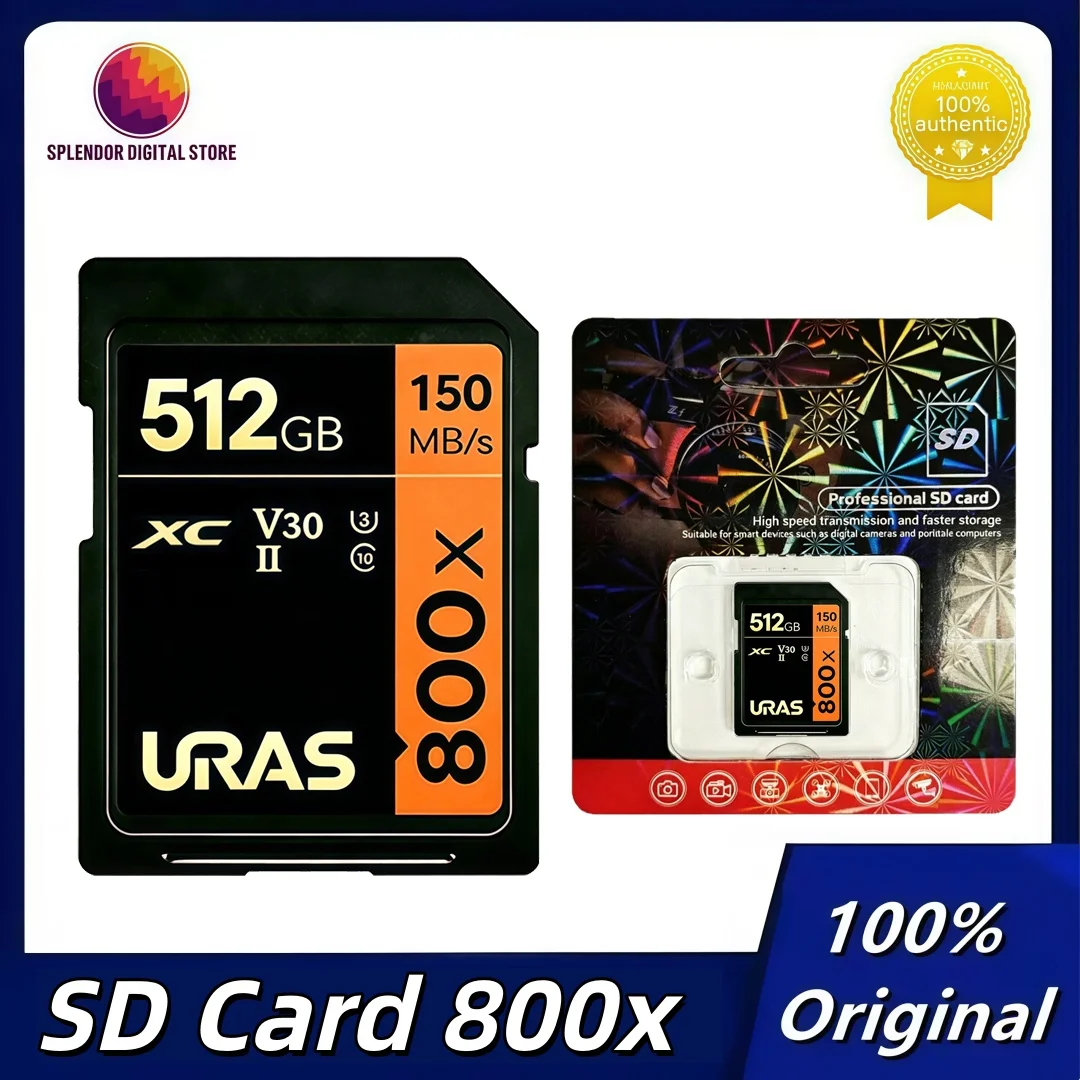 Original SD Card 800X 512GB 256GB 128GB 64GB Memory Card C10 4K V30 Video High Speed Capacity UHS-I 150MB/s Card for Camera