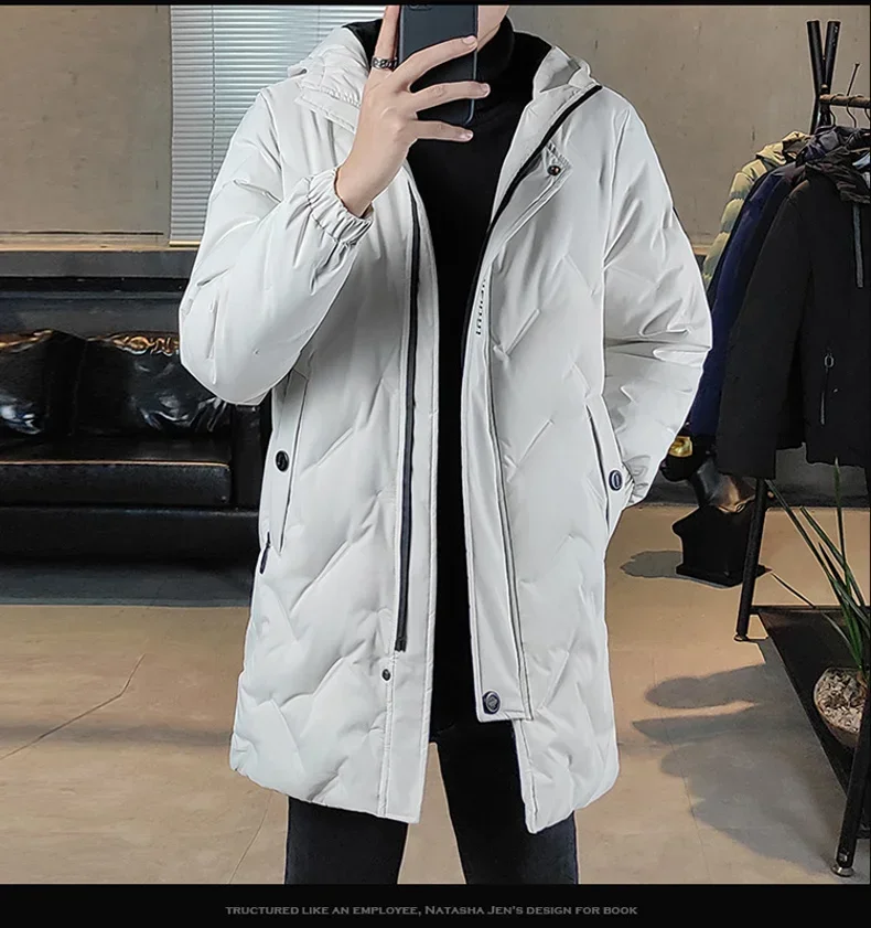 Winter 6XL Long Parkas Men White Duck Down Jackets Cotton Padded Coat Wysokiej jakości męskie grubsze ciepłe płaszcze kurtki Plus Size