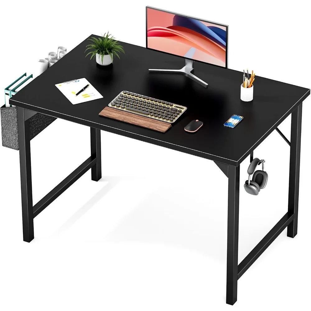 Small Computer Office Desk 40 Inch Kids Student Study Writing Desk, Modern Minimalist Home Bedroom Computer Desk - Black