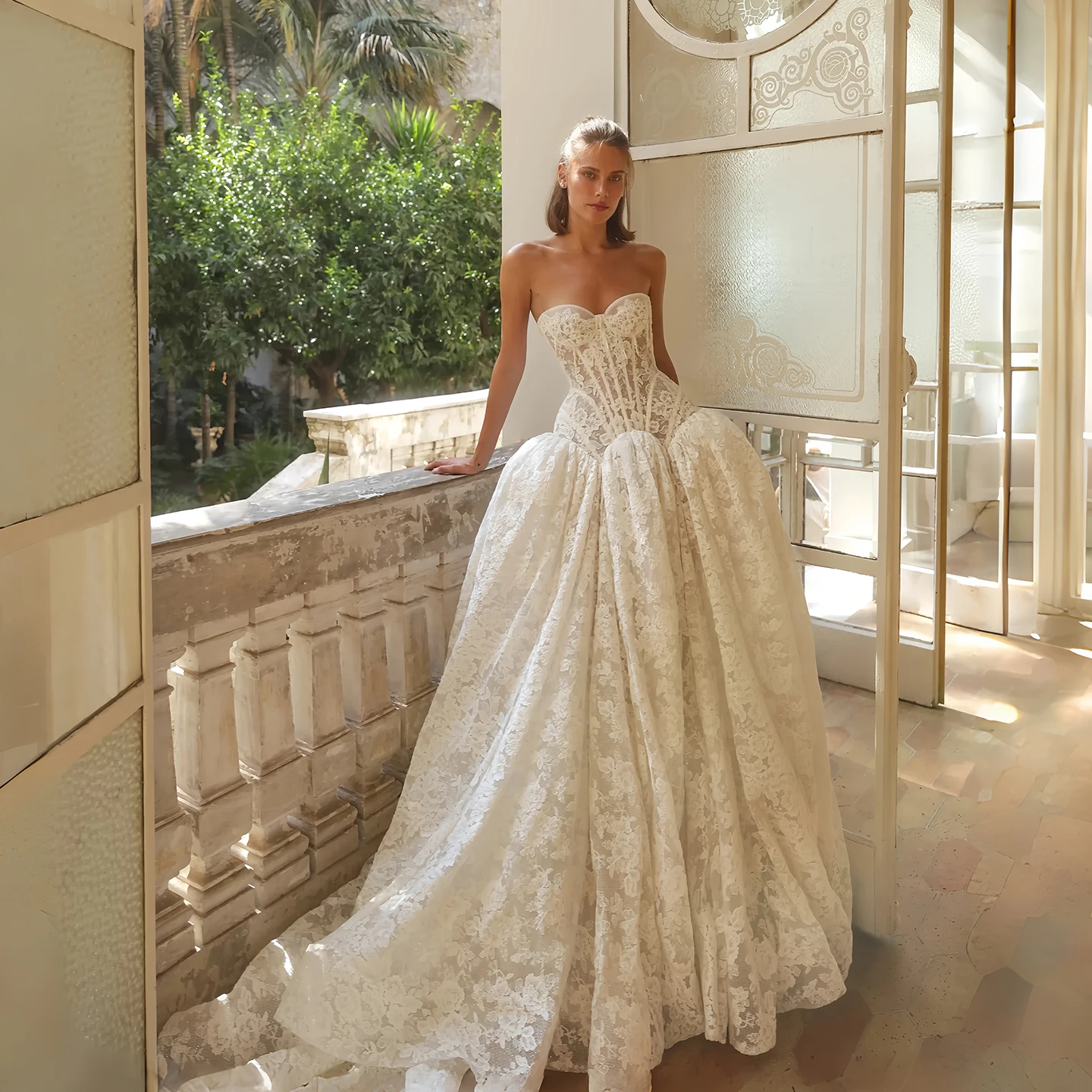 Свадебное платье-футляр Sharon Said 2026: Новое, элегантное, с кружевом и вырезом «сердечко», бальное платье для невесты, модель SW193, на заказ