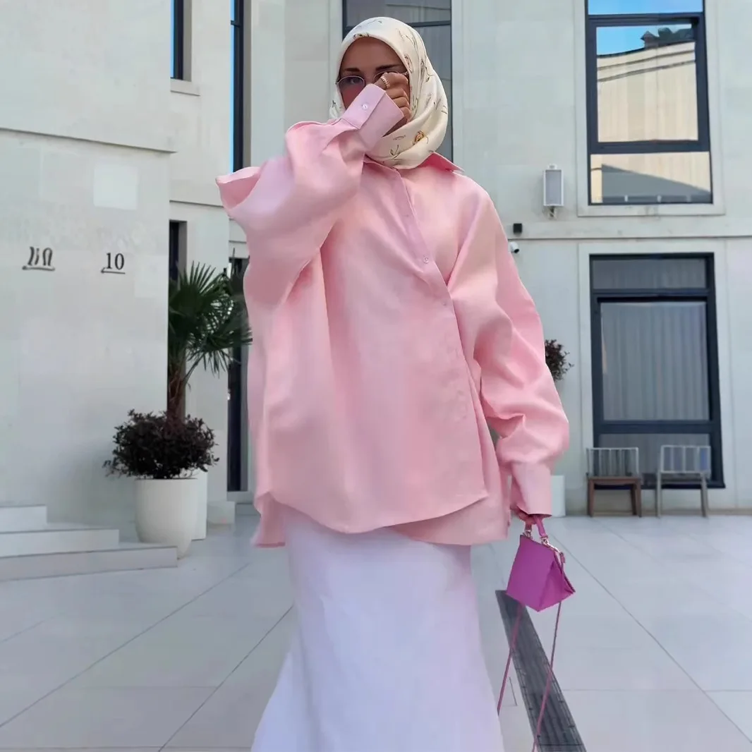Muslim Skirt Suit Women 2 Piece Set Shirt Top Long Skirts Single Breasted Morocco Dubai Ensemble Arabic Casual Outfits Ramadan