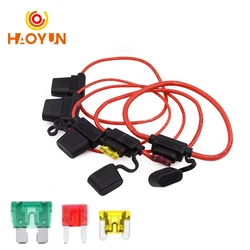 Waterproof 32V Mini Small Medium Auto Fuse Holder 18/1614/12/10AWG And Car Blade Fuse 1 3 5 7.5 10 15 20 40A Standard/Mini/Micro
