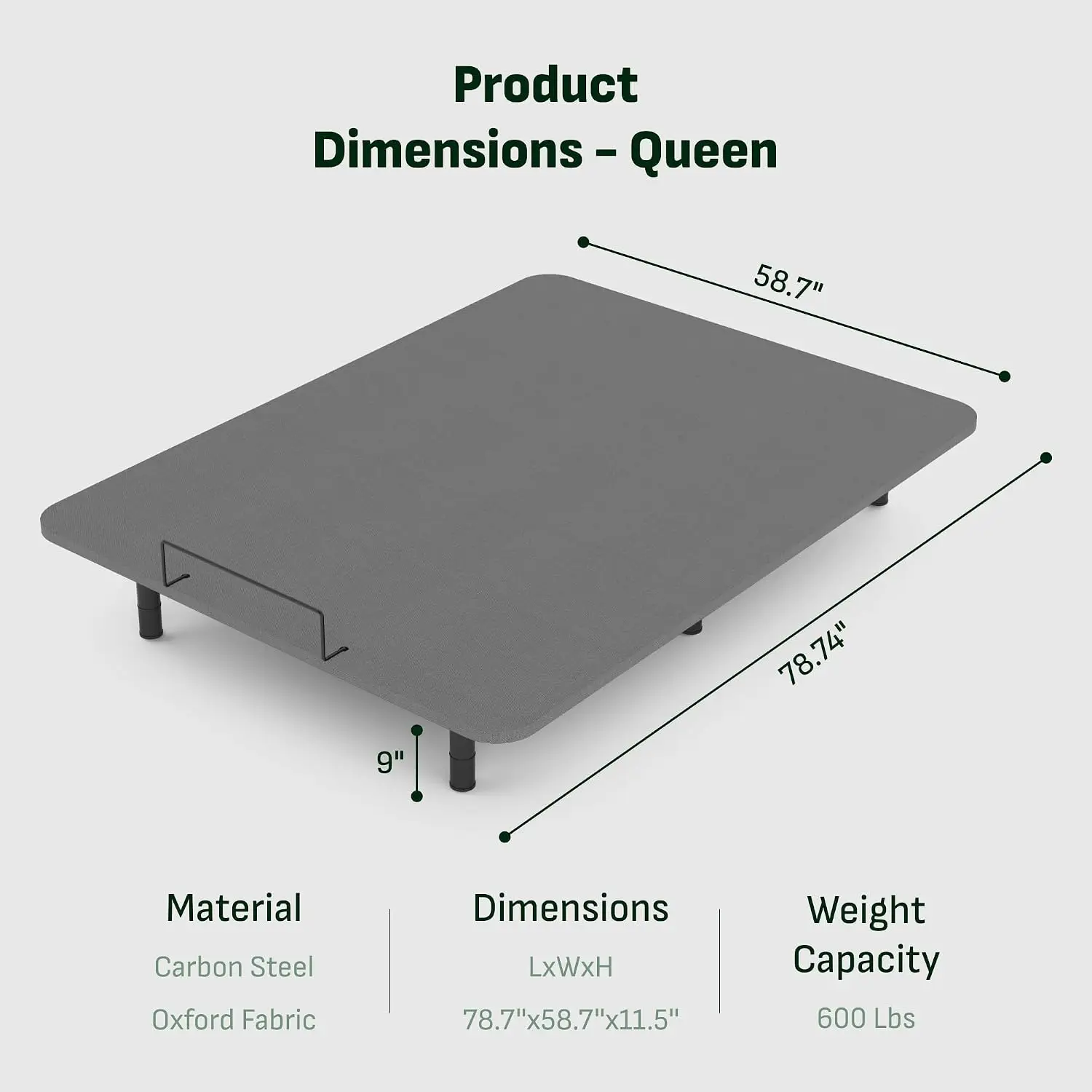 Queen Adjustable Bed Frame, Head & Foot Lift, Electric Bed Base with Remote Control, Whisper Quiet Motor, Oxford, Customized