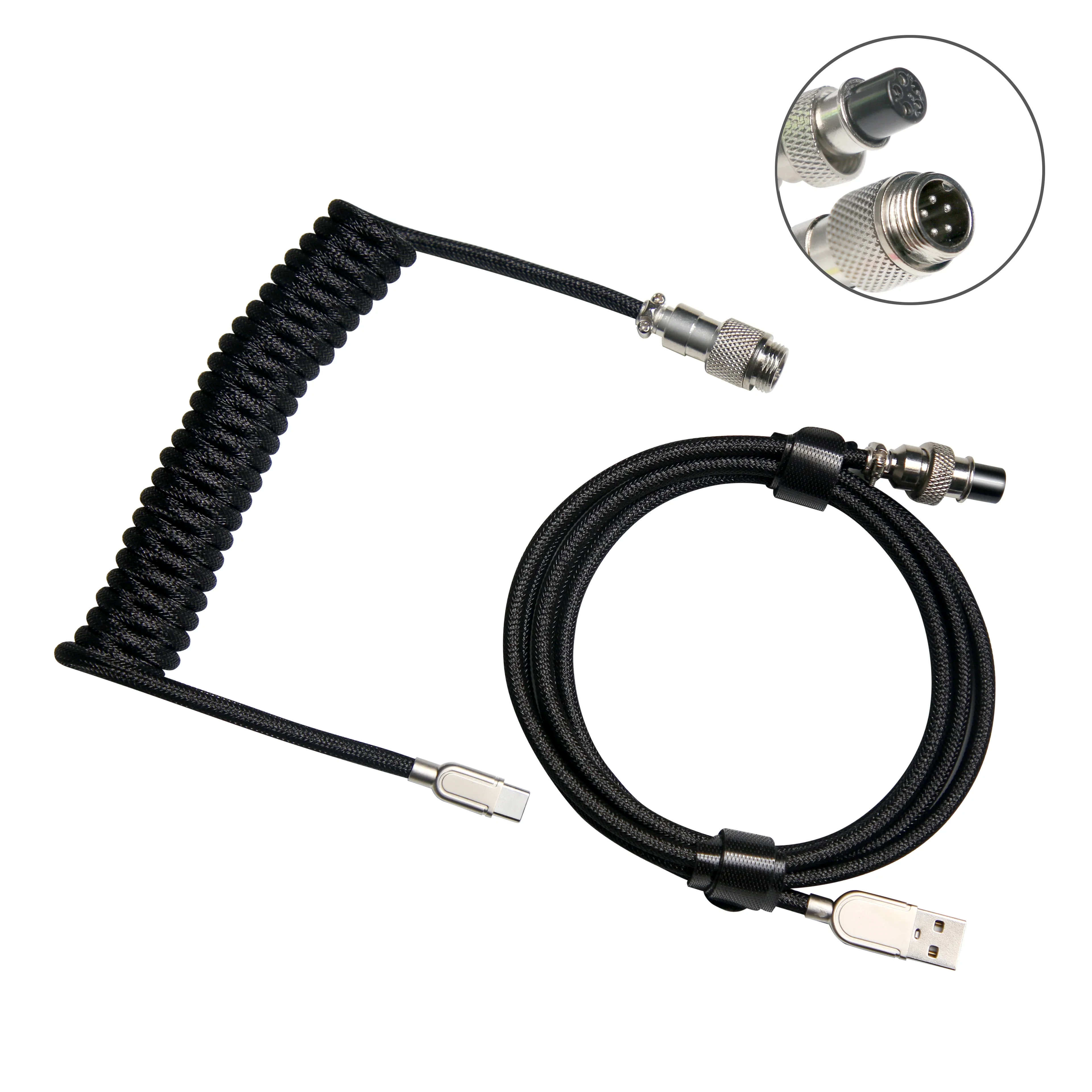 Typ-C USB-Kabel Mechanisches Tastatur-Spiralkabel Gaming-Tastatur Aviator-Spiralkabel Desktop-Computer Luftfahrt-Steckverbinder