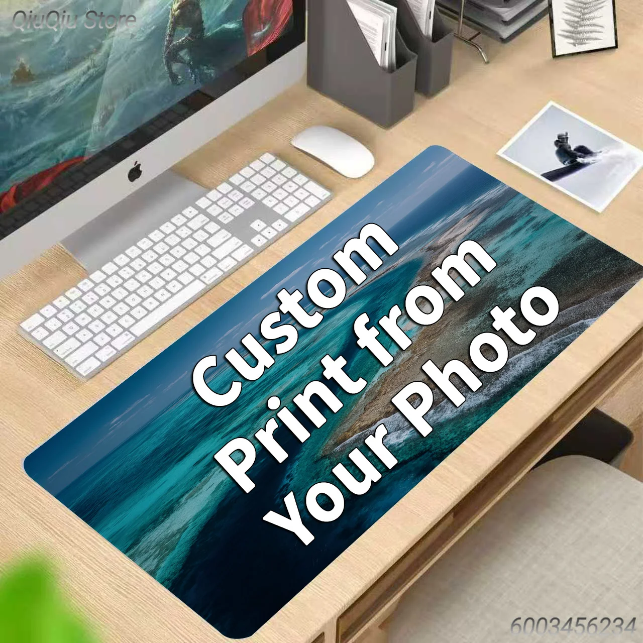 ersonalised Custom Mouse Mat Upload Your Own Photo Artwork Text, Waterproof Anti Slip Desk Pad, Simple Modern European Style