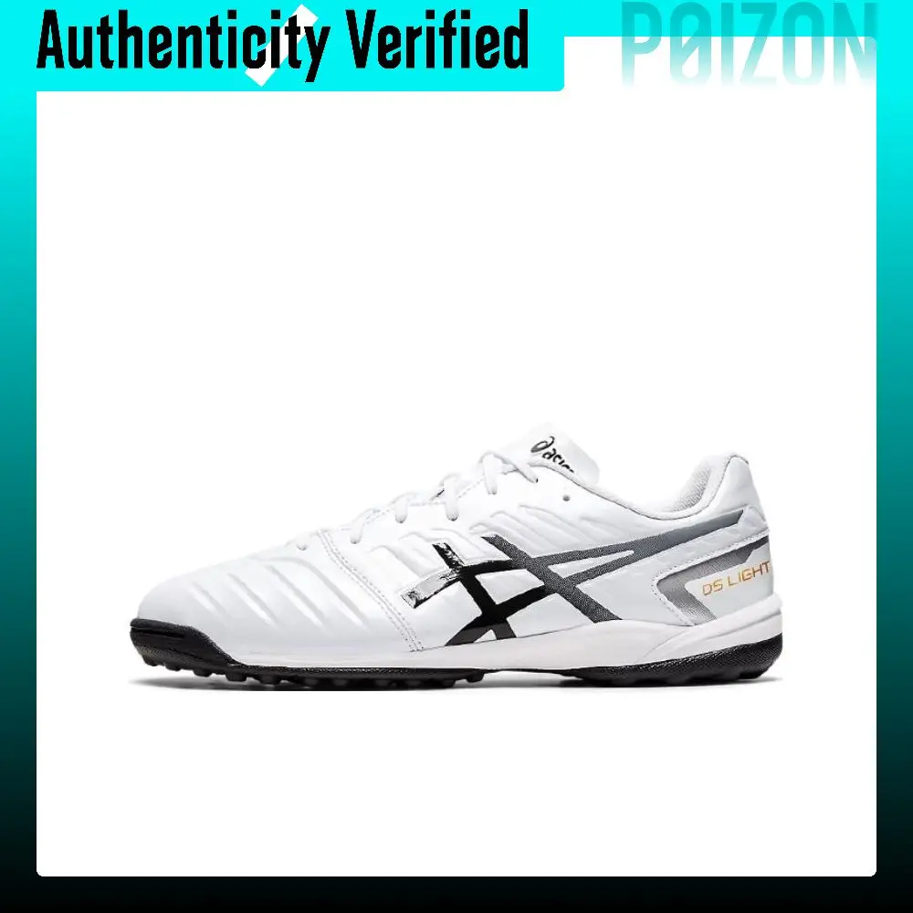 ASICS Ds Light Club TF Turf Abrasion Resistant Breathable Soccer Shoes Unisex White Black 1103A076-100