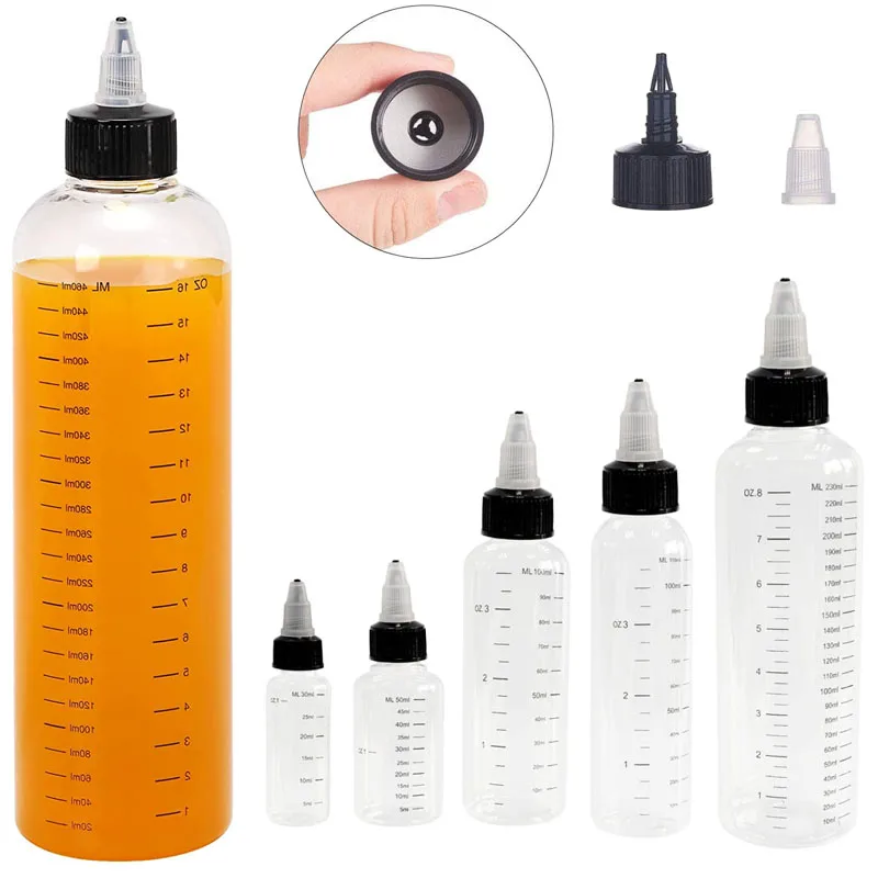 1Pcs 30ml-500ml Refillable Plastic PET Bottle Oil Liquid Dropper Bottles Twist Top Cap For Tattoo Pigment Ink Lotion Containers