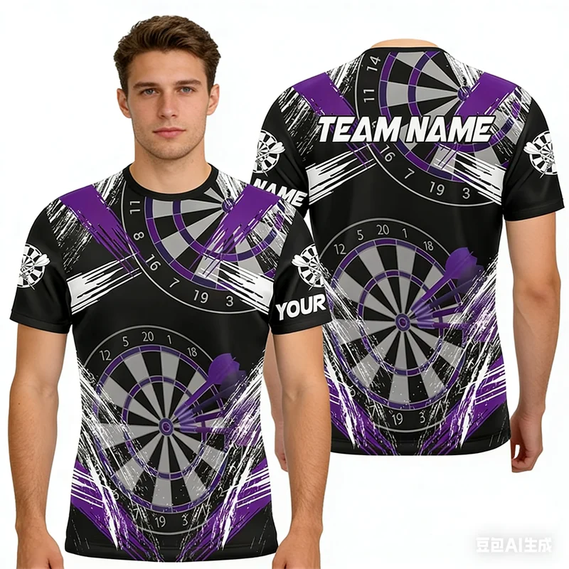 

Funny Dart Printed Men's T-shirt Custom Name Pattern Crew Neck Short Sleeve Tee Leisure Fashion Personalization Men Clothing Top