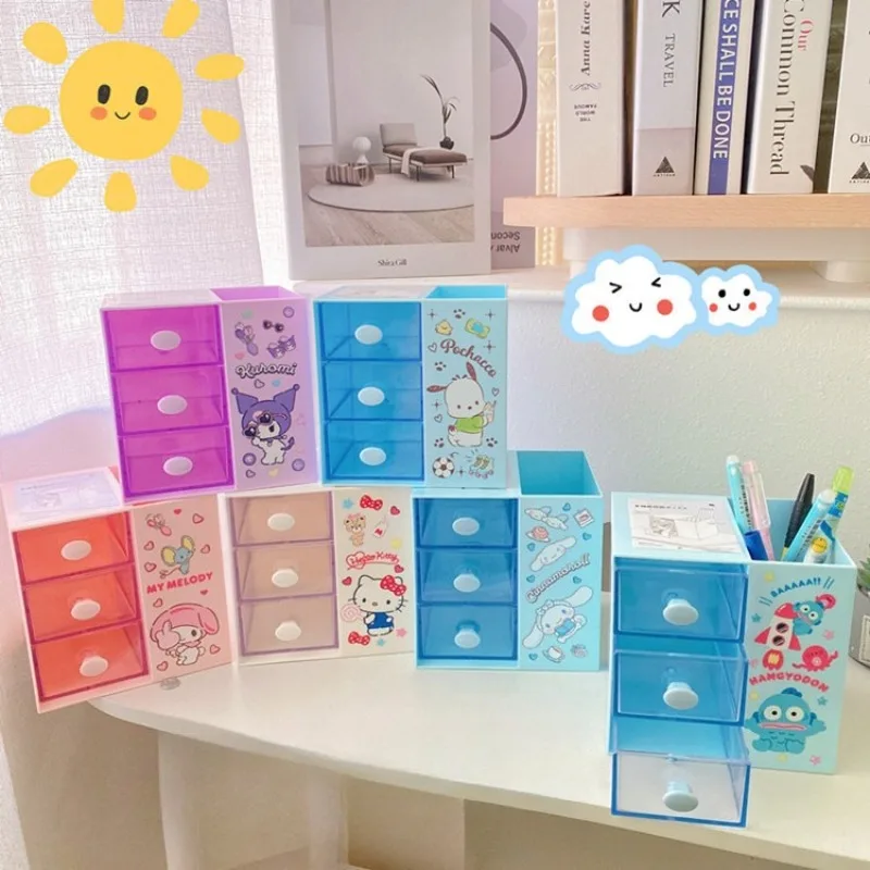 

Kawaii Hello Kitty Storage Box Cute Cartoon Toys Desktop Stationery Decoration Travel Women Supplies Student Gift Wholesale