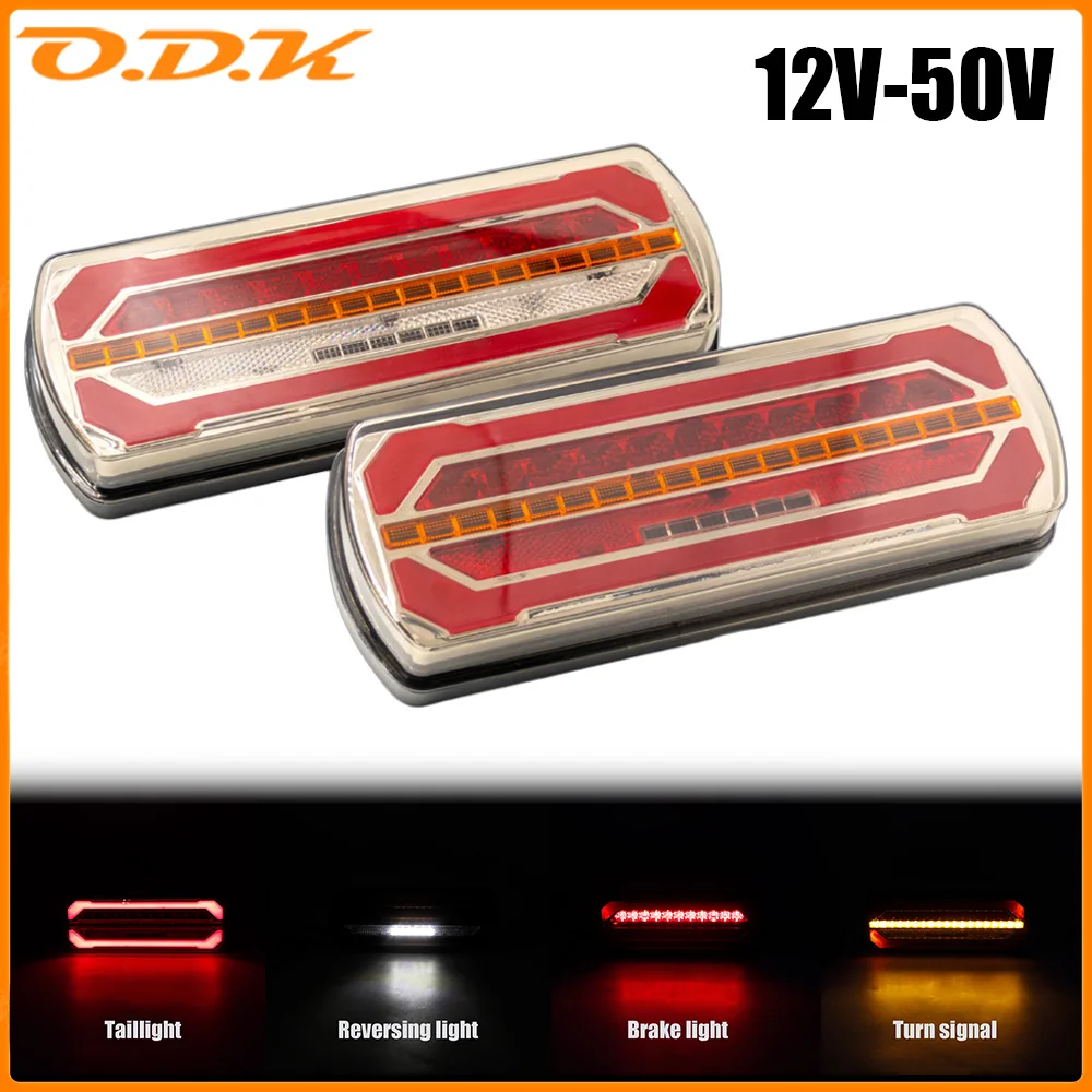 2PCS 12V 24V LED Combination Tail Light Turn Signal Brake Rear Lamp Waterproof For Trailer Truck Car LED Reflector Reverse light