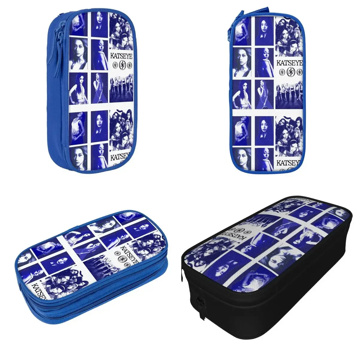 Blue Katseye Poster Pencil Cases Pencil Box Pen Kids Large Storage Bag Students School Gift Stationery