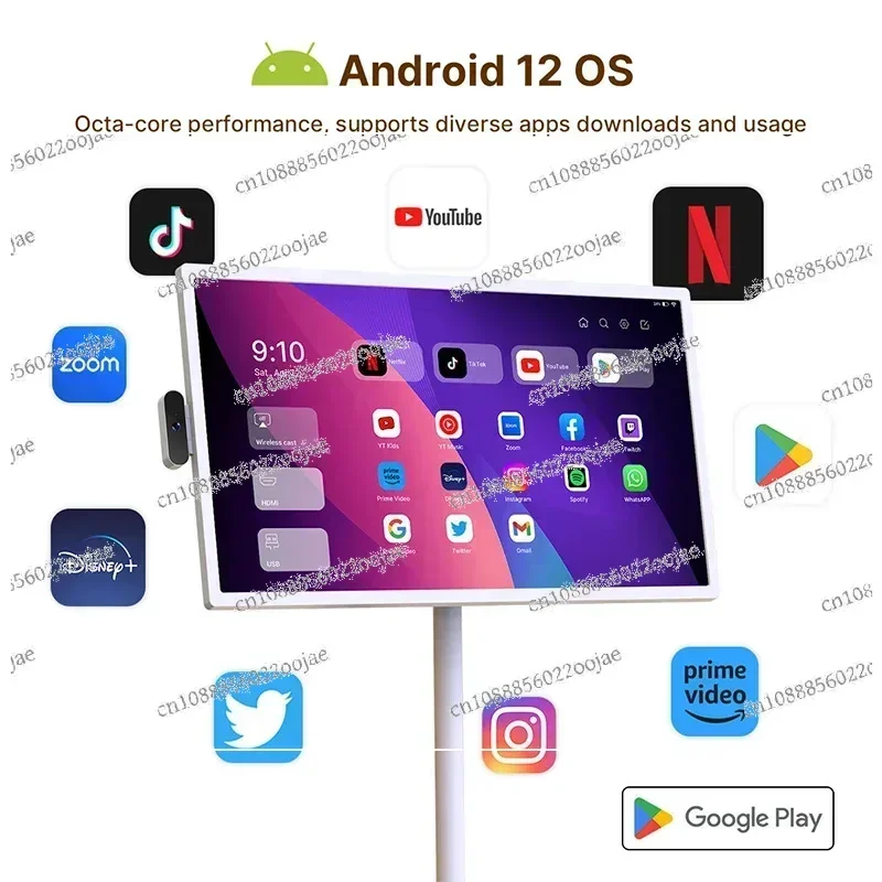 Smart TV 21.5 Inch Digital Display with Removable Stand WIFI 12 Android 1080P Tablet for Home Studying Foldable Screen