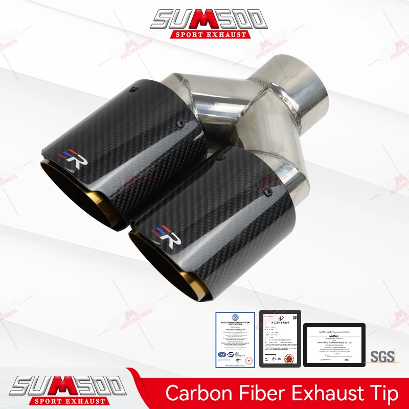 1pcs ER Universal Exhaust Dual Tips Upgrade Carbon Fiber modify Muffler Nozzle gold stainless exhaust pipes