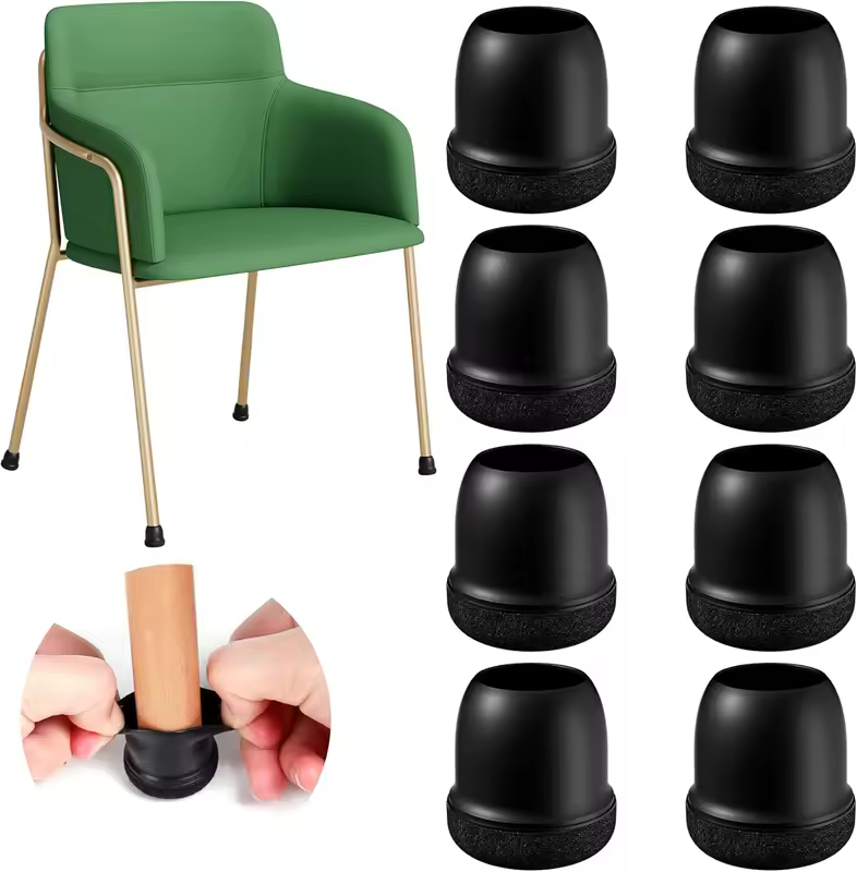 16PCS Black Silicone Chair Leg Caps Covers Round Felt Furniture Floor Protectors for Hardwood Floors Noise Reduction Pads - Image 7