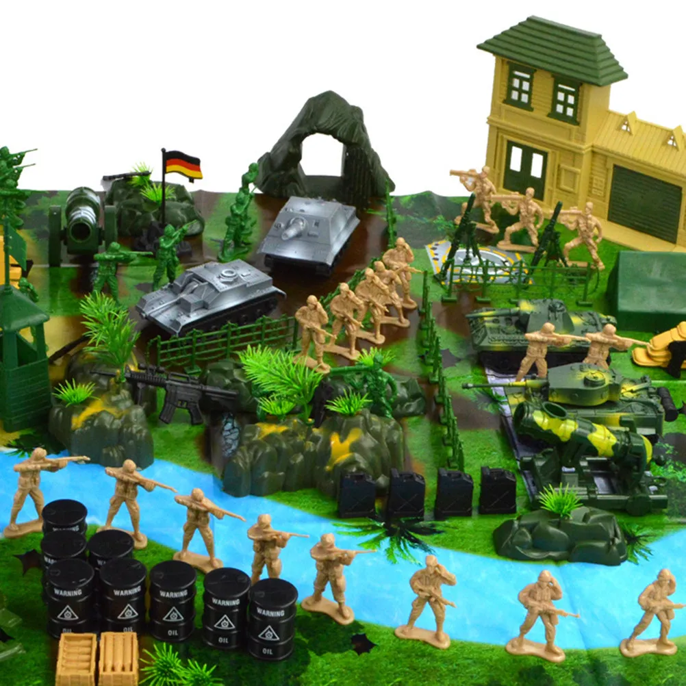 130Pcs Simulation Set Premium Plastic Soldiers for Sand Table Wargaming Modern Battle Scene Display Play view 3