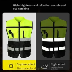 High Visibility Security Reflective Vest Pockets Design Reflective Vest Outdoor Traffic Safety Cycling Wear Safety Vest