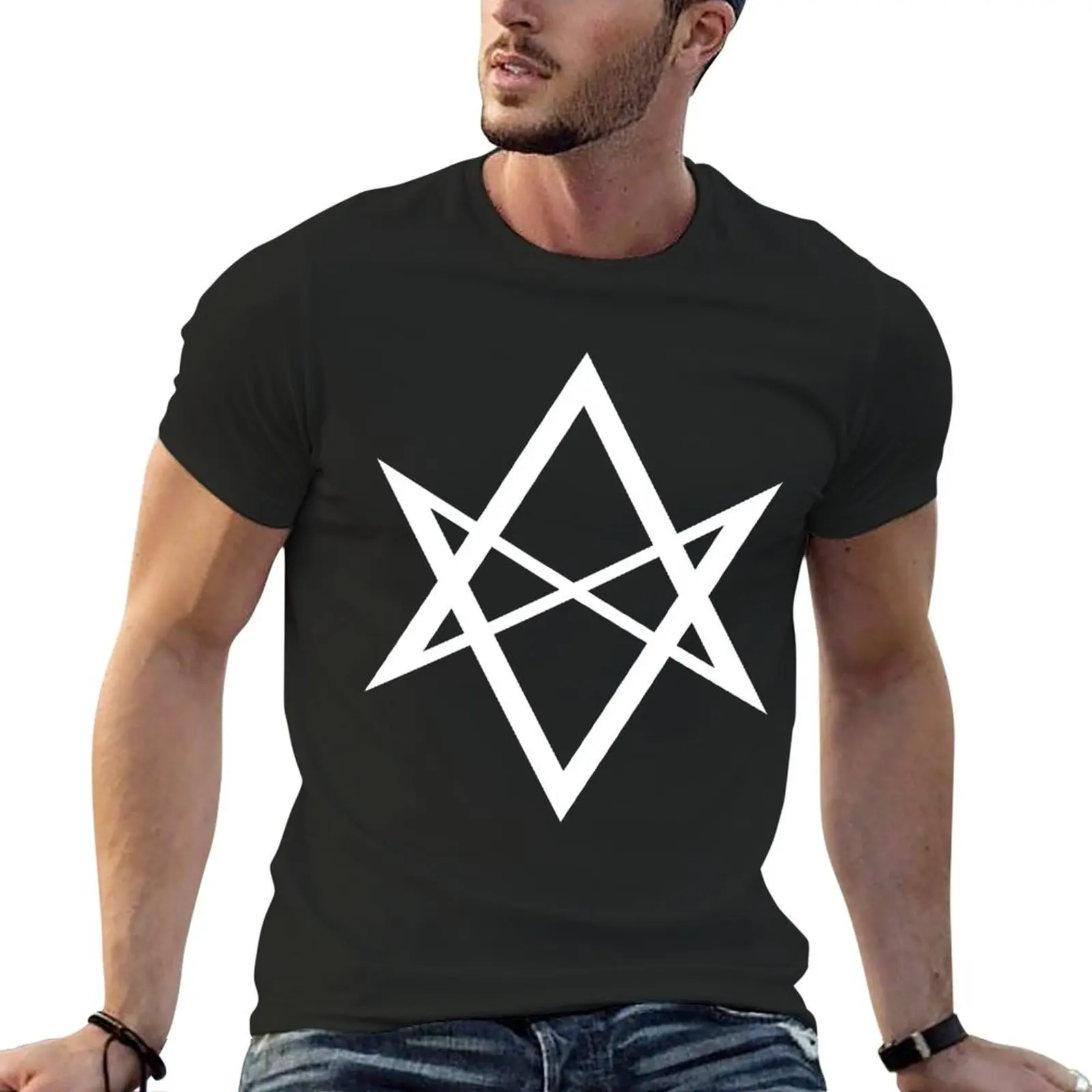 Unicursal Hexagram T-Shirt graphic t shirt vintage sports fans basketball graphic tees cotton t shirt men