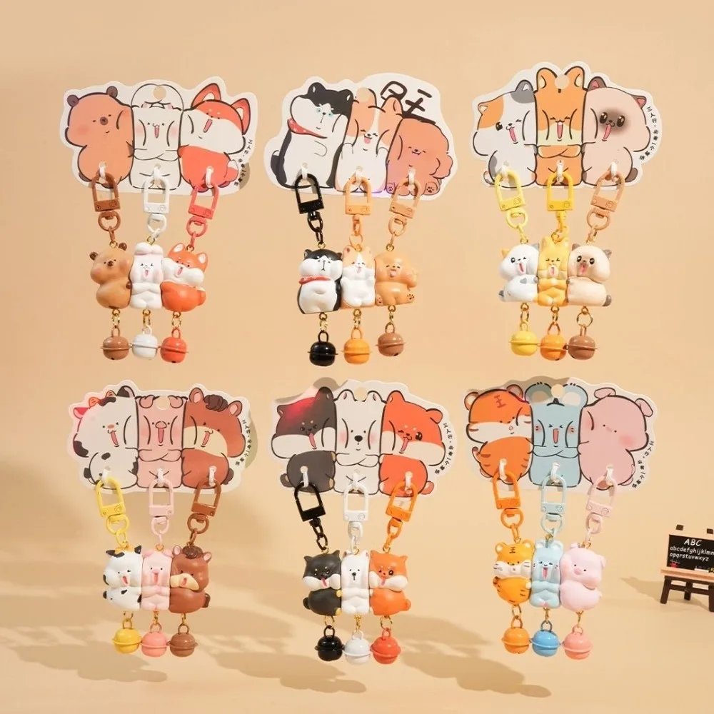 3 Pcs Set Charms Magnetic Magnetic Snap Keychain Resin Mini Keychain Sets Cartoon Animal Keychain Gift Keychain Sets