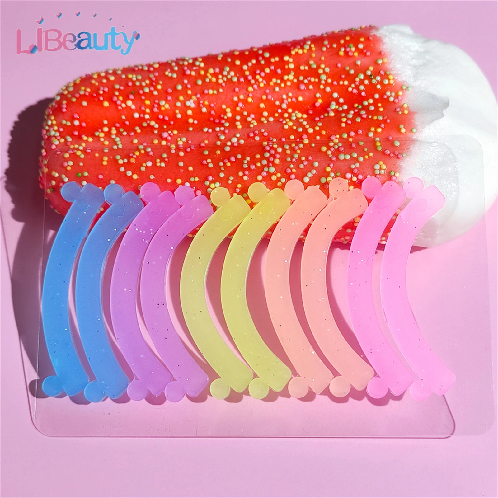 Libeauty 1 ペア再利用可能なレインボーカーラーラッシュリフトリボン再利用可能なシリコーンラッシュリフトパッドカバーアイラッシュアクセサリーメイクアップツール