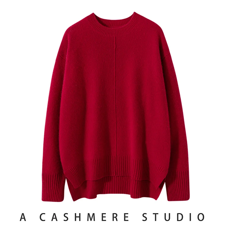 2024 Winter Women\'s Sweater O-Neck High Quality Soft Warm Pullover 100% Cashmere Female Loose Thicken Knitted Jumper Ladies Tops