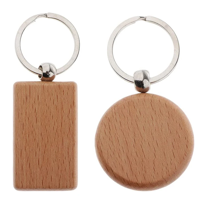 10pcs Blank Wooden Tags ID Engraved Keychain Home Car Inner Decoration DIY Wind Chime Keyrings Pendants Gifts For Family Parents