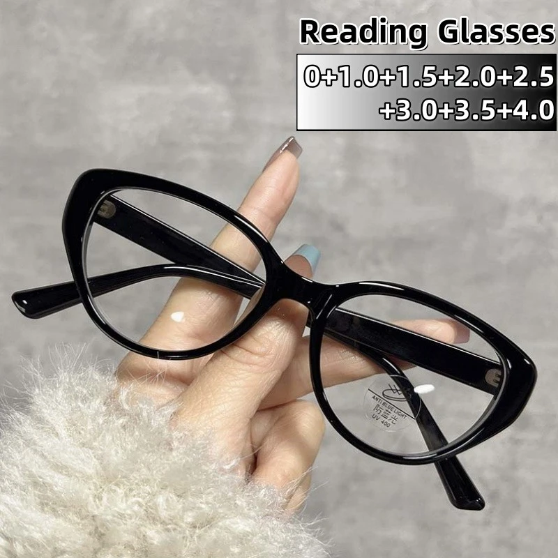 

Retro Cat Eye Reading Glasses Unisex HD Clear Lens Blue Light Blocking Leisure Fashion Eye Protection Eyeglasses 0 To +4.0