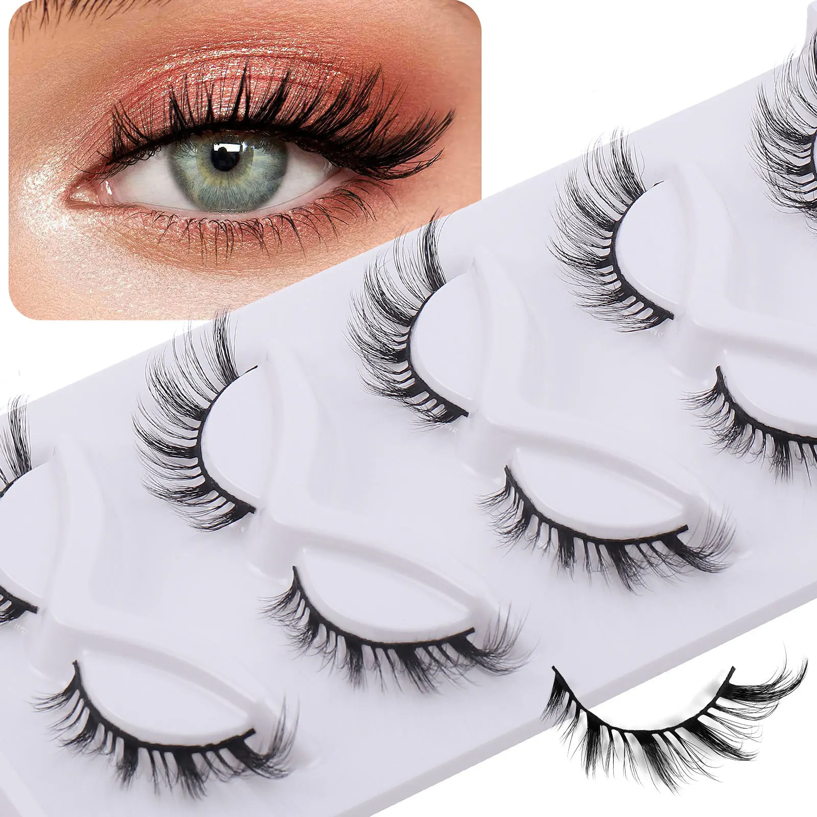 5 Paar Gevleugelde Vossenoog Valse Wimpers Extensions Natuurlijke Nep Strip Wimper Natuurlijke Levensechte Zachte Nep Wimper Zachte 3d Eye Lash